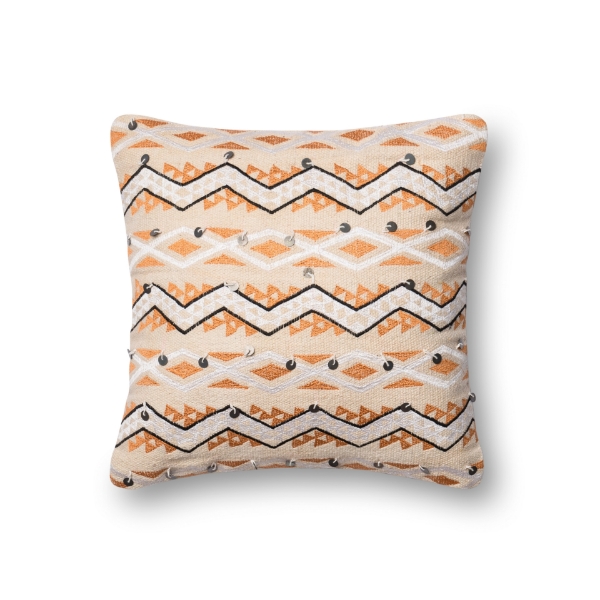 Picture of JUSTINA BLAKENEY X LOLOI P0401 ORANGE / IVORY 18" X 18" COVER W/DOWN PILLOW